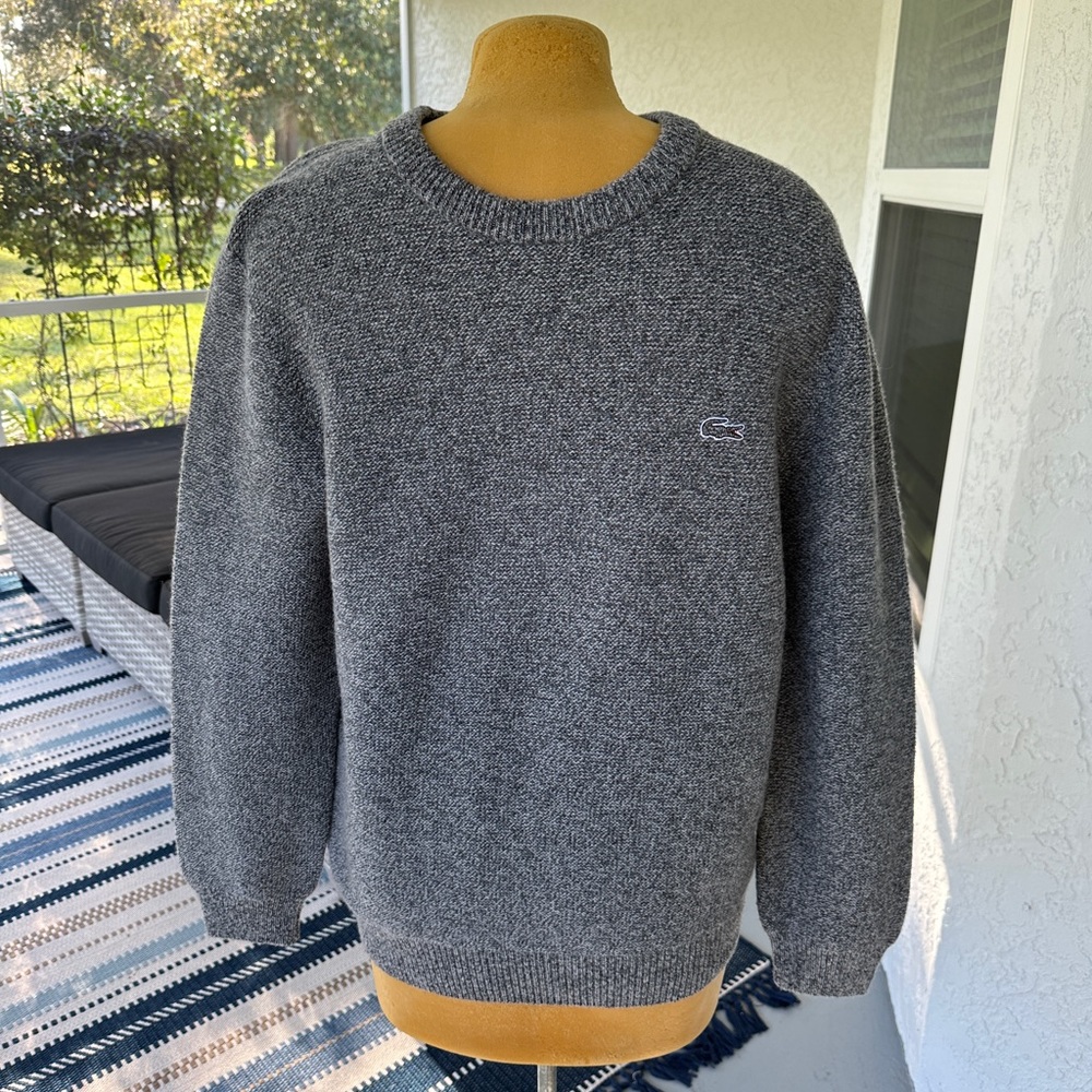 Lacoste Men's Sweater, 100% Merino Wool, Heather Gray , Size 6 X Large